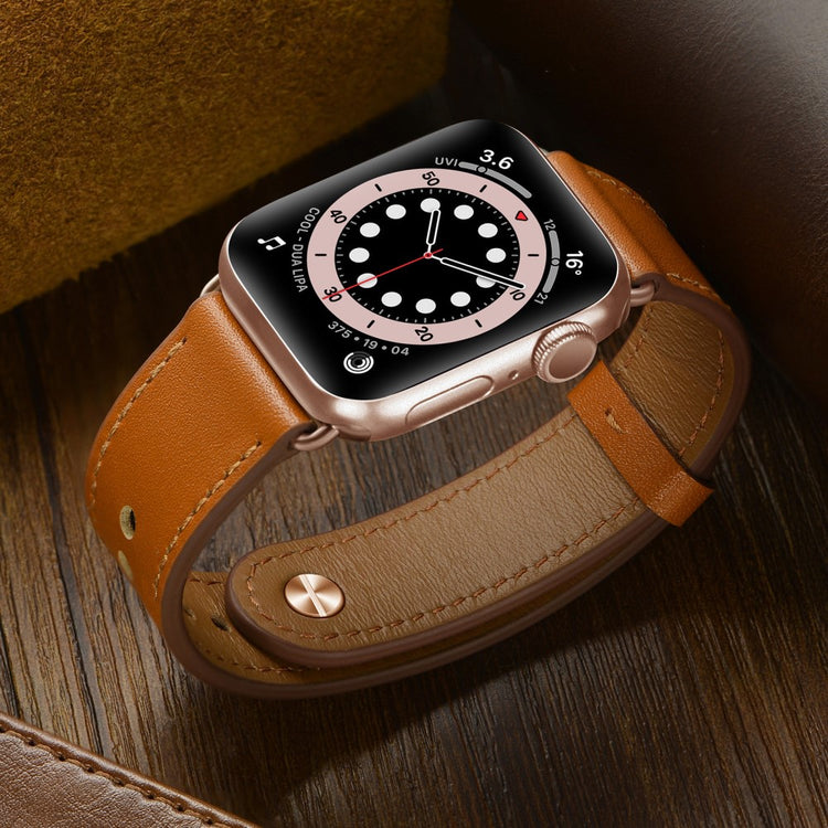 Apple Watch Series 41mm - 40mm - 38mm Universal Wrist Strap - Brown+Rose Gold Rivet#serie_10