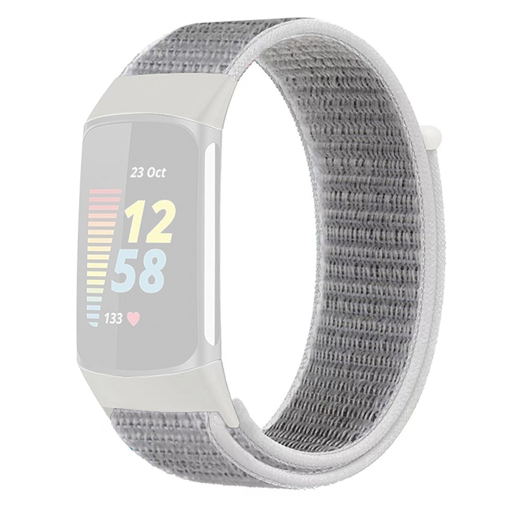 Sejt Nylon Universal Rem passer til Fitbit Charge 3 / Fitbit Charge 4 - Sølv#serie_3