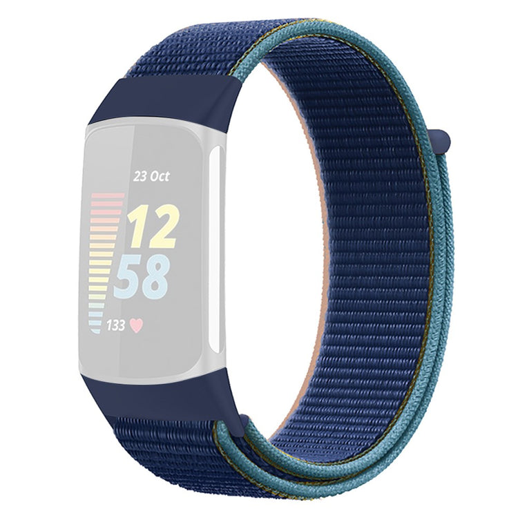 Sejt Nylon Universal Rem passer til Fitbit Charge 3 / Fitbit Charge 4 - Blå#serie_4