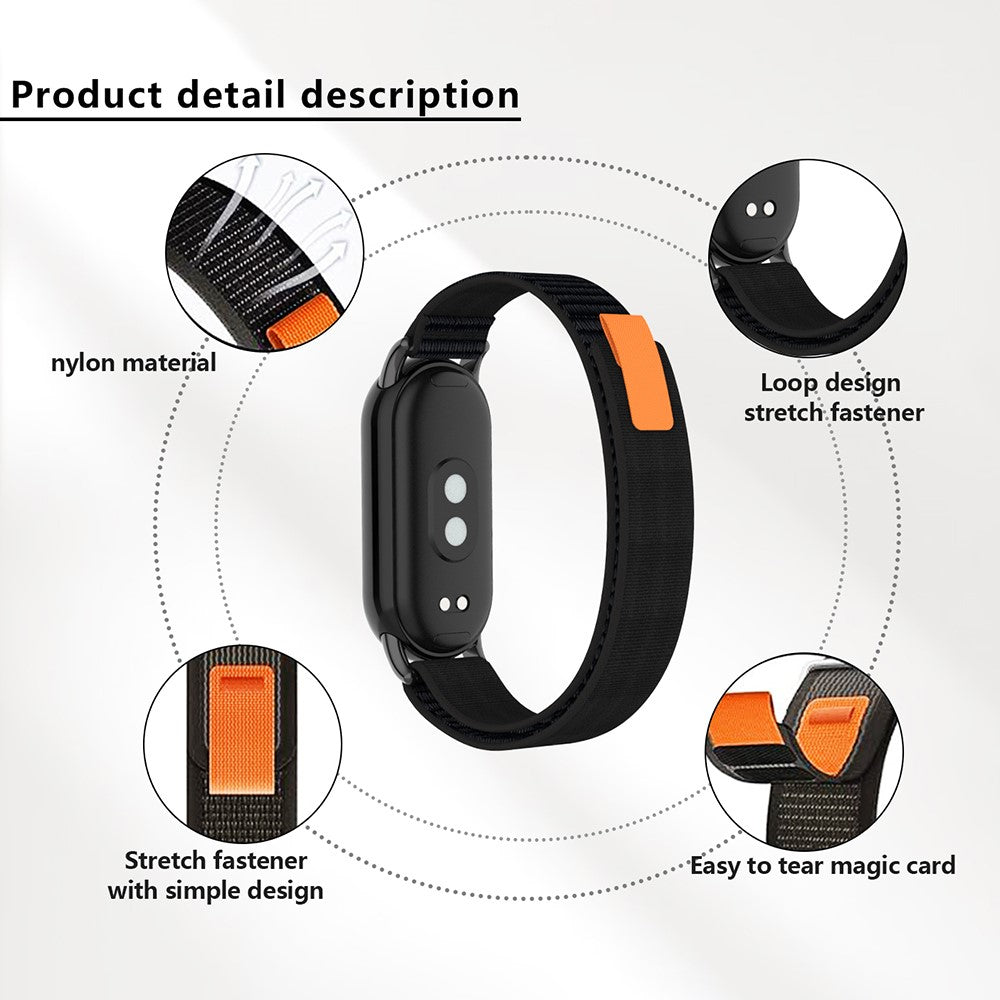 Helt Vildt Flot Nylon Rem passer til Xiaomi Smart Band 8 - Sort#serie_5