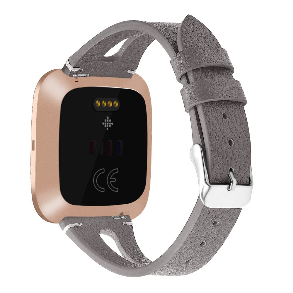 Mega Fashionable Fitbit Versa 3 Genuine Leather Strap - Silver#serie_9