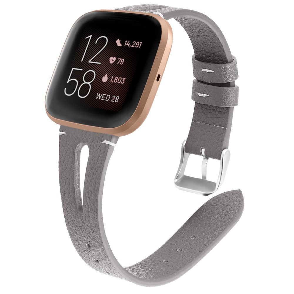 Mega Fashionable Fitbit Versa 3 Genuine Leather Strap - Silver#serie_9