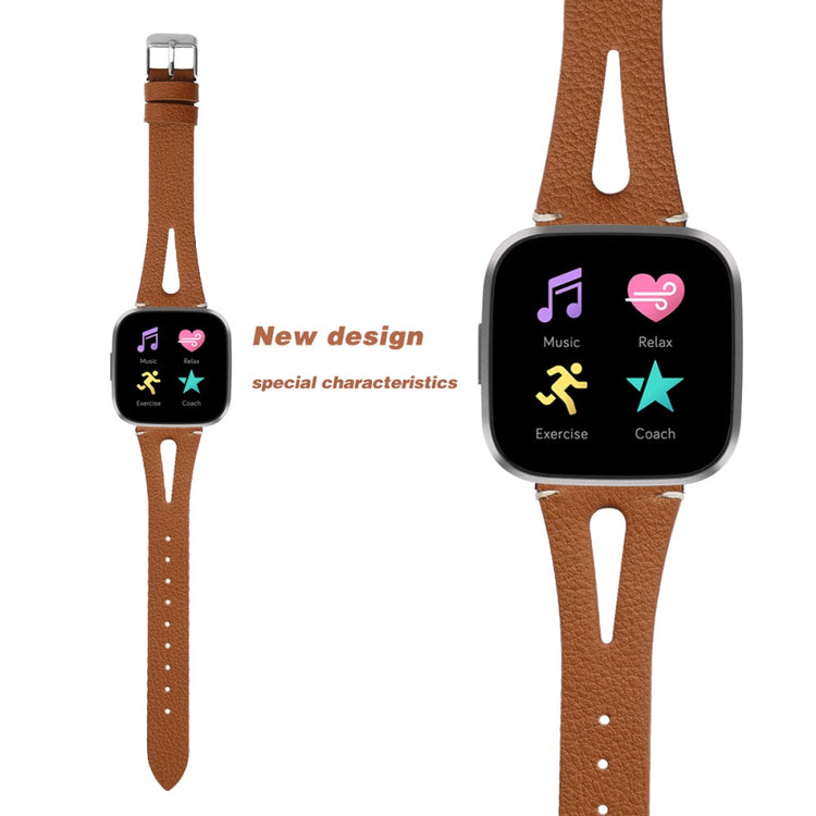 Mega Fashionable Fitbit Versa 3 Genuine Leather Strap - Brown#serie_11