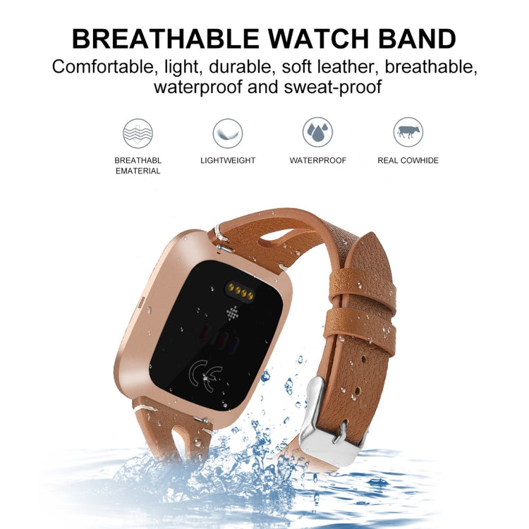 Mega Fashionable Fitbit Versa 3 Genuine Leather Strap - Brown#serie_11