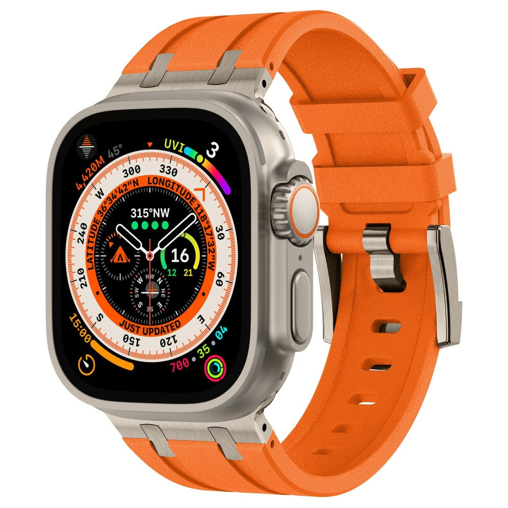 Apple Watch Ultra 2 Ultra 49mm / Series 9 8 7 45mm / 6 5 4 SE SE (2022) SE (2023) 44mm / 3 2 1 42mm Stone Texture Strap - Titanium+Orange#serie_5