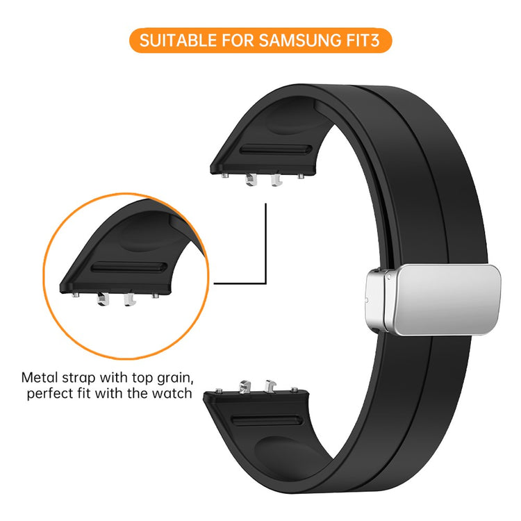 Mega Nice Samsung Galaxy Fit 3 Silicone Strap - Black#serie_1