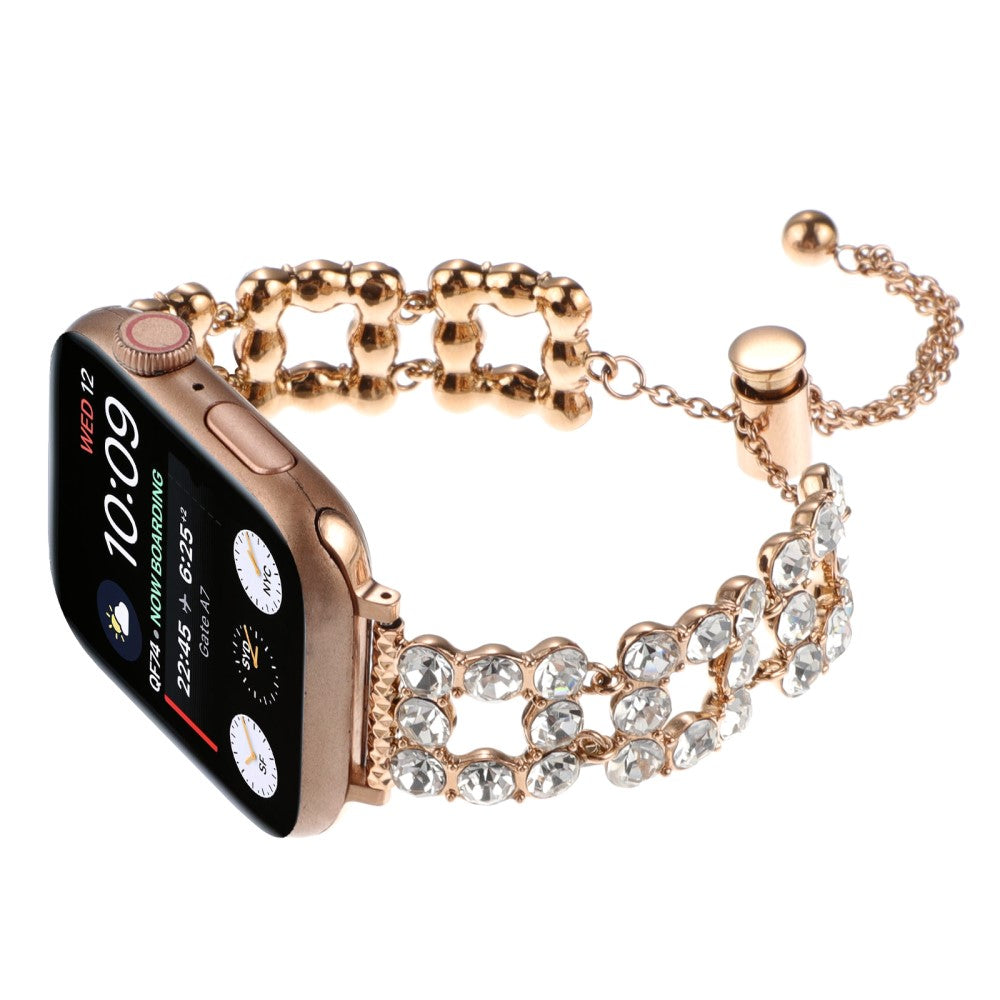 Tough Apple Smartwatch Metal And Rhinestone Universel Strap - Pink#serie_3