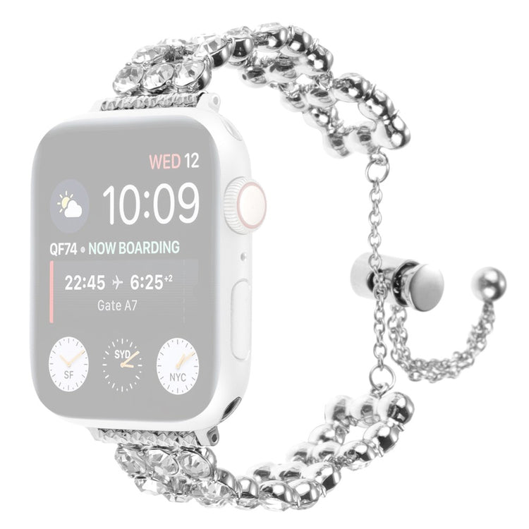 Tough Apple Smartwatch Metal And Rhinestone Universel Strap - Silver#serie_4