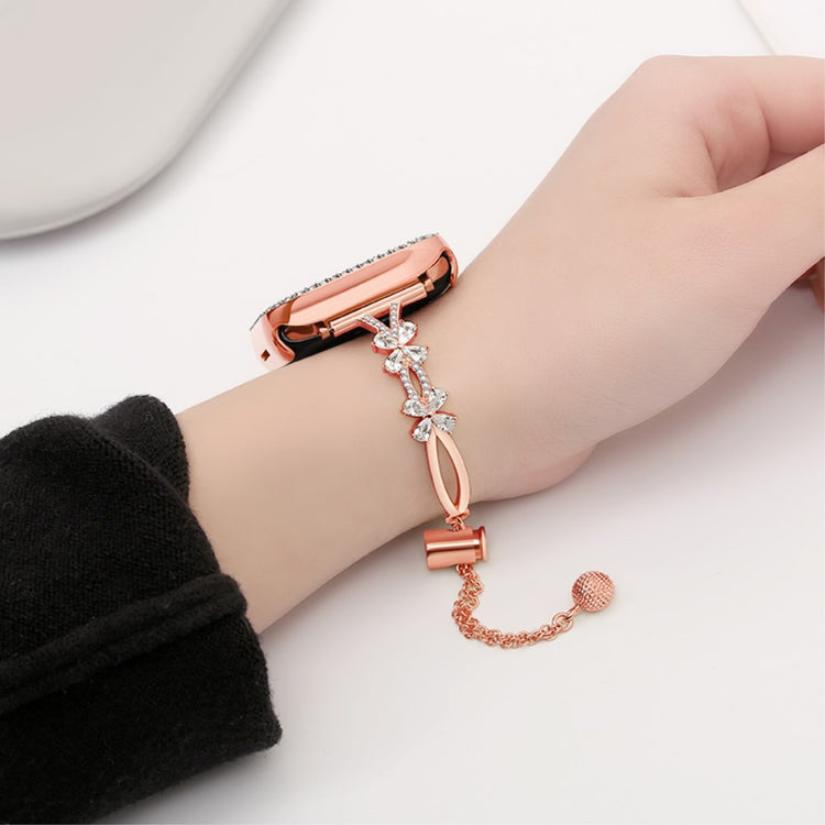 20mm Universal Rhinestone Flower Smart Watch Band Copper Bracelet Replacement Strap - Rose Gold#serie_3