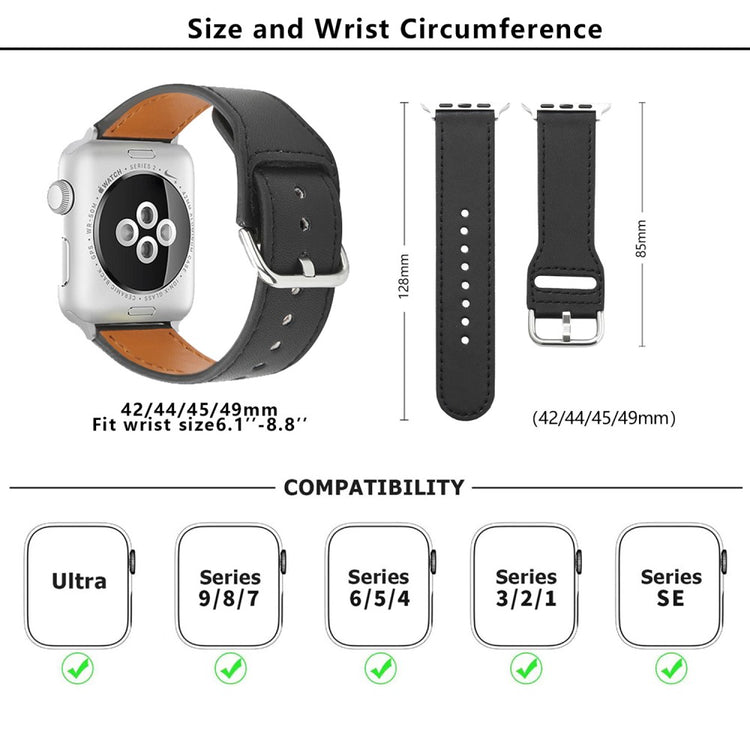 Mega Delightful Apple Smartwatch Pu Leather Universel Strap - Black#serie_1