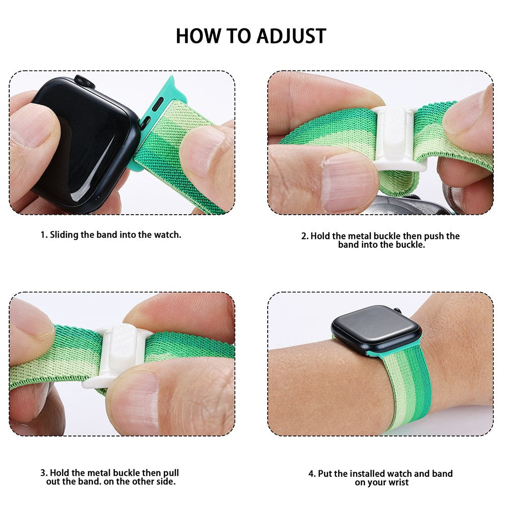 For Apple Watch Series 9 8 7 41mm / 6 5 4 SE (2022) SE (2023) SE 40mm / 3 2 1 38mm Watch Band Elastic Nylon Strap - Green#serie_17