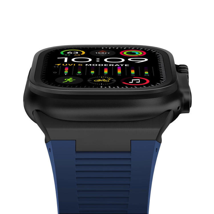 For Apple Watch Series 9 8 7 41mm  /  6 5 4 SE (2022) SE (2023) SE 40mm  /  3 2 1 38mm Soft Silicone Watch Bracelet - Black+Blue#serie_5