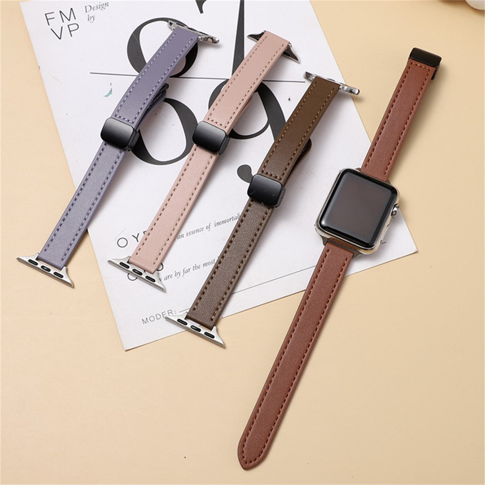 For Apple Watch Series 9 8 7 41mm  /  6 5 4 SE (2023) SE (2022) SE 40mm  /  3 2 1 38mm Watch Band Microfiber Leather Strap - Brown#serie_3