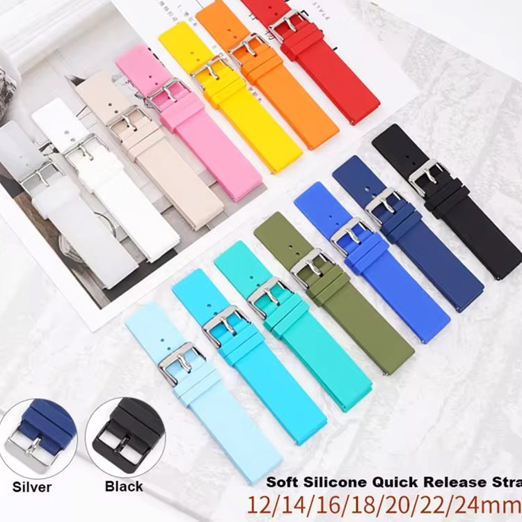 20mm Universal Silicone Watch Strap Sporty Replacement Wrist Band with Silver Buckle - Cyan#serie_11