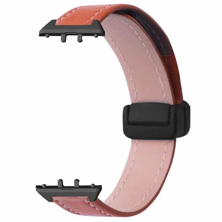 Samsung Galaxy Fit3 Watch Band Genuine Cow Leather Folding Magnetic Buckle Strap - Brown#serie_3