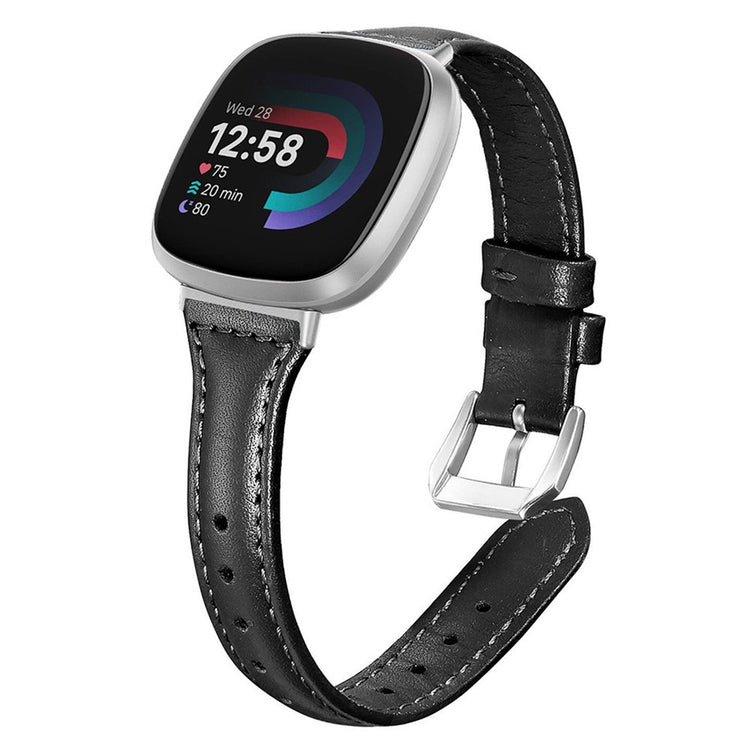 Fitbit Versa 3 / Fitbit Versa 4 Genuine Leather Universel Strap - Black#serie_1