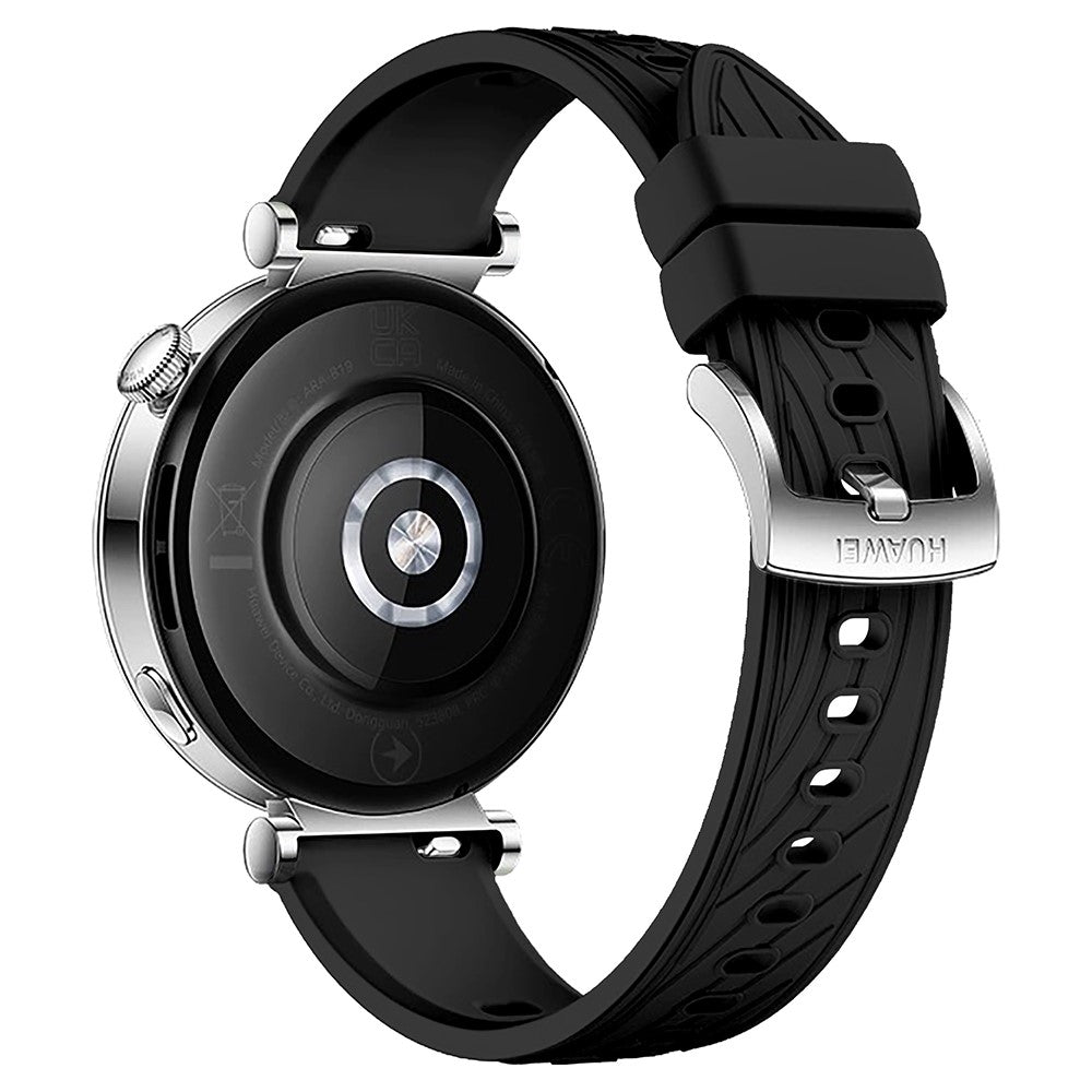 Huawei Watch GT 4 41mm / Xiaomi Mi Watch Silicone band 18mm Textured Watch Strap - Black+Silver Buckle#serie_1