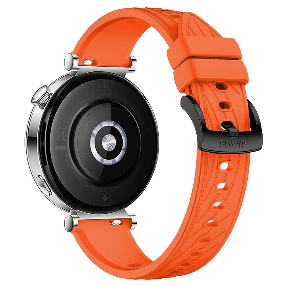 Huawei Watch GT 4 41mm / Xiaomi Mi Watch Silicone band 18mm Textured Watch Strap - Orange+Black Buckle#serie_14