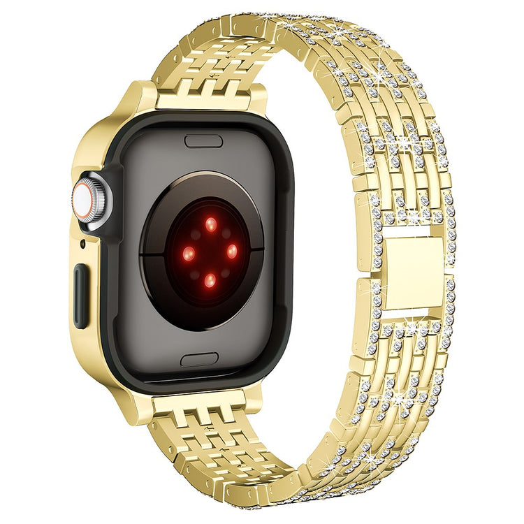 Apple Watch Series 6 5 4 SE (2023) SE (2022) SE 40mm Rhinestone Decor Metal Strap Integrated with Watch Case - Gold#serie_2