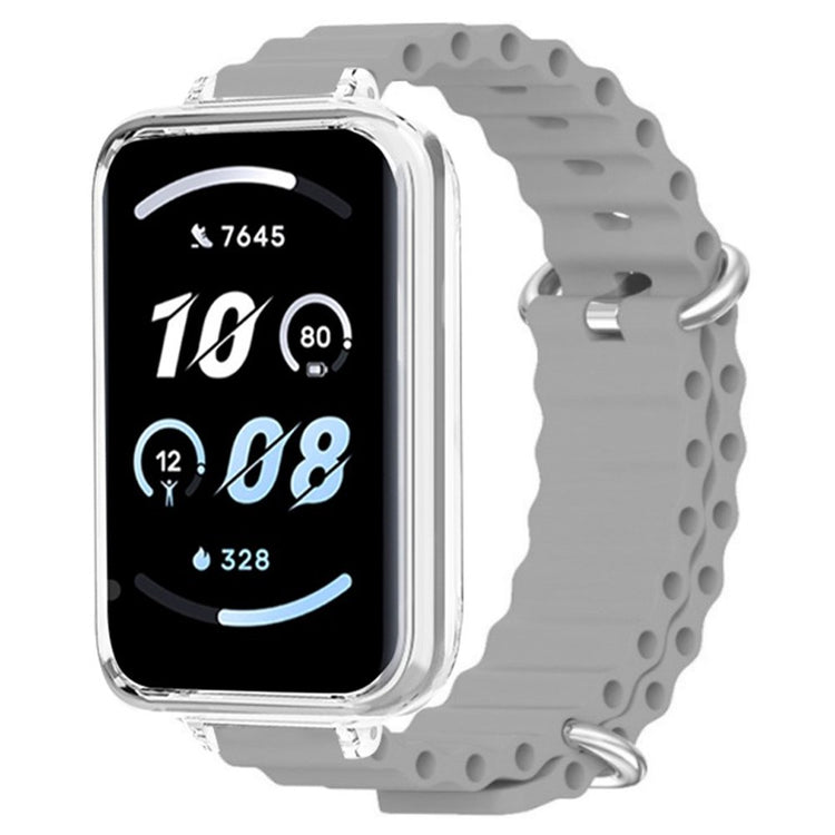 Honor band 9 Watch band Ocean Silicone Strap with Transparent Case - Grey#serie_6