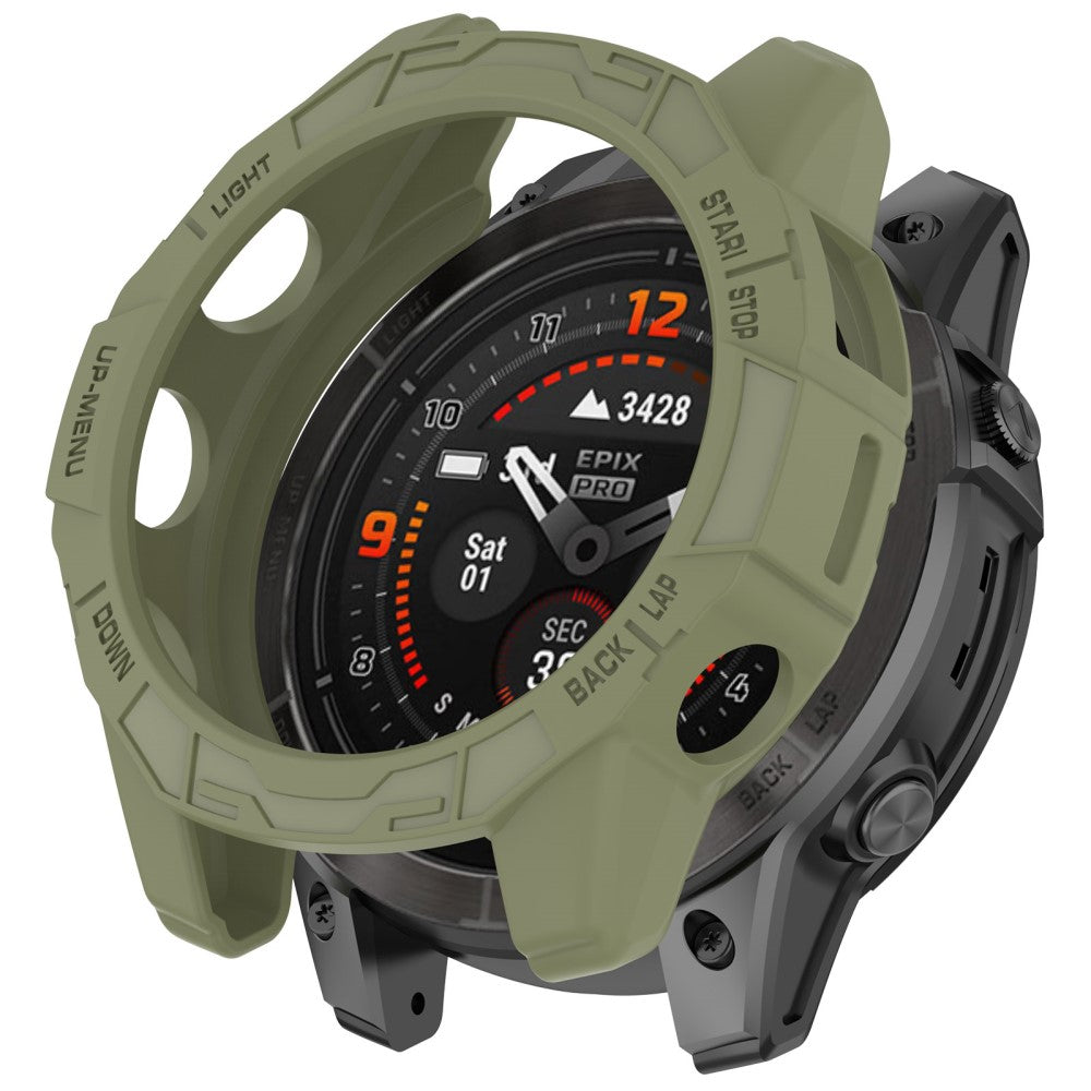 Garmin Fenix E 47mm Flexible Watch Case Anti-Scratch Hollow Watch Frame Cover - Jungle Green#serie_2