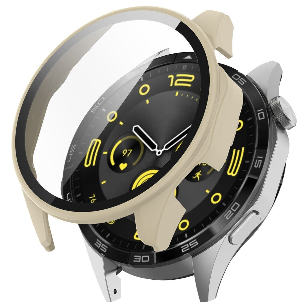 Meget Godt Cover med Skærmbeskytter i Silikone og Glas passer til Huawei Watch GT 4 46mm - Hvid#serie_6