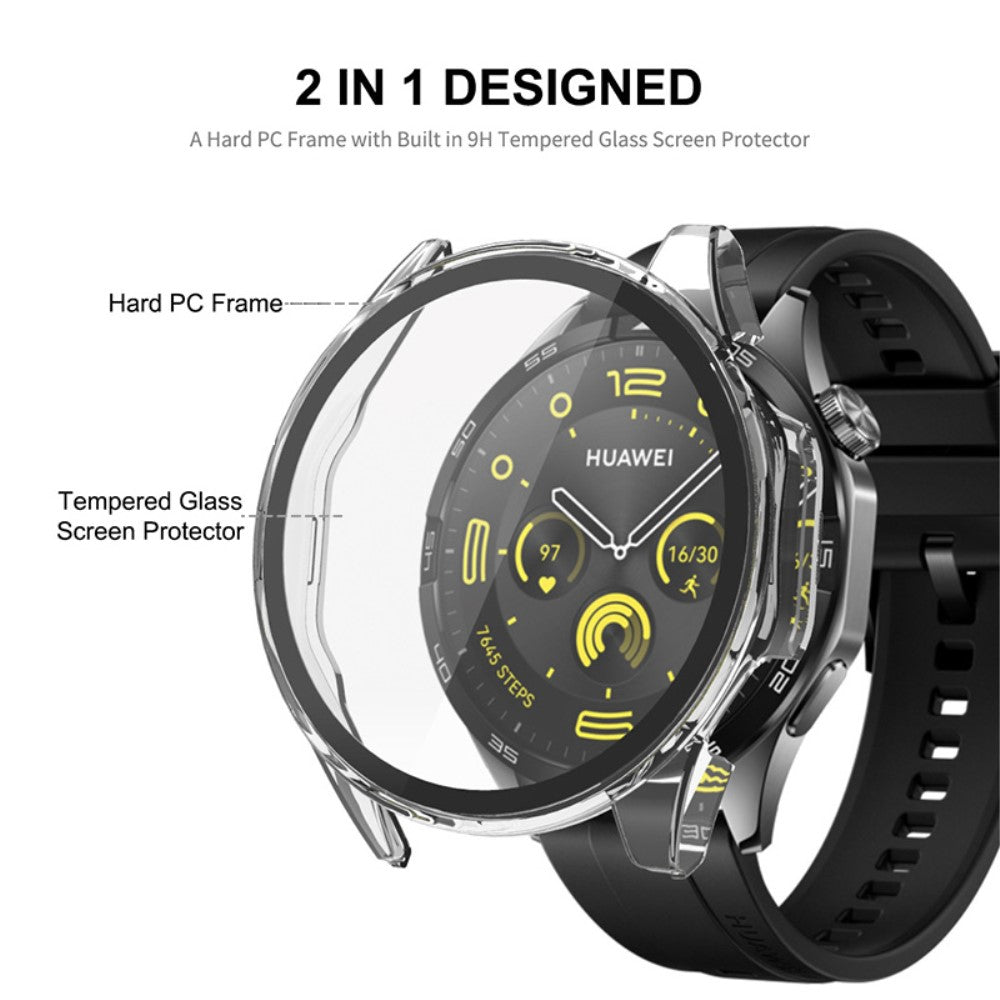 Rigtigt Flot Cover med Skærmbeskytter i Silikone passer til Huawei Watch GT 4 41mm - Gennemsigtig#serie_5