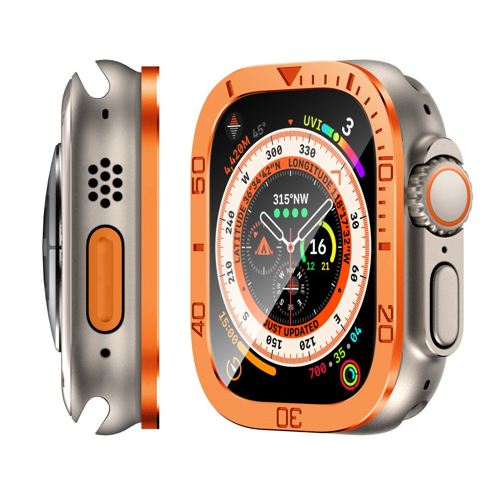 Fint Universal Cover med Skærmbeskytter i Glas passer til Apple Watch Ultra / Apple Watch Ultra 2 - Orange#serie_2