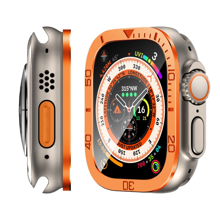 Fint Universal Cover med Skærmbeskytter i Glas passer til Apple Watch Ultra / Apple Watch Ultra 2 - Orange#serie_2