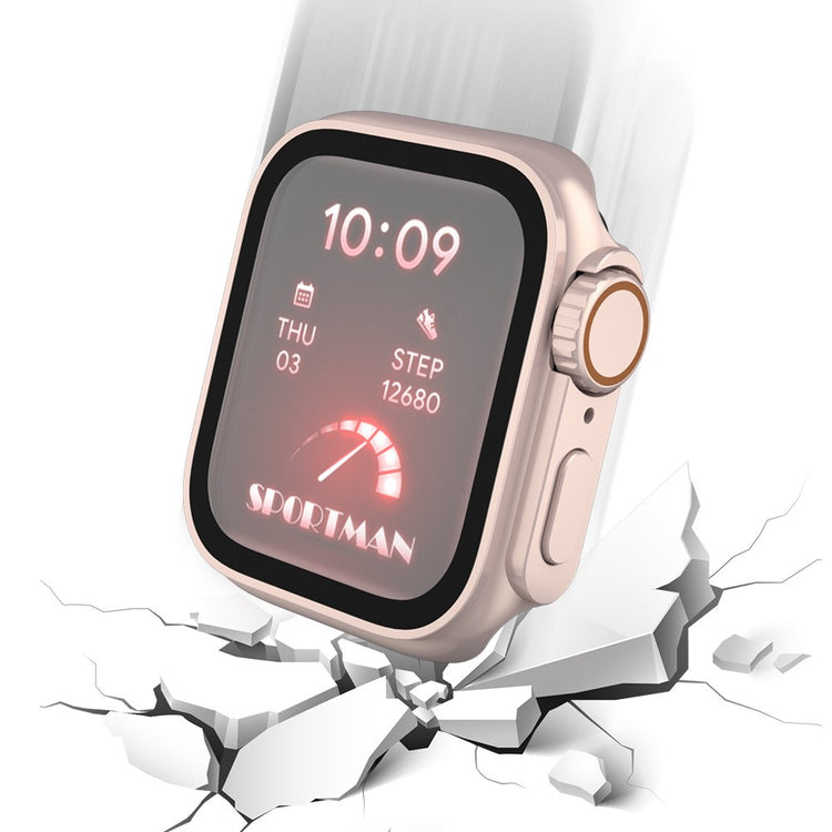 Super Flot Universal Cover med Skærmbeskytter i Plastik og Hærdet Glas passer til Apple Watch Series 8 (45mm) / Apple Watch Series 7 45mm - Pink#serie_1