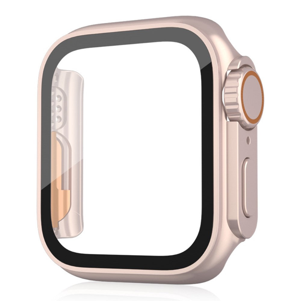 Beskyttende Universal Cover med Skærmbeskytter i Plastik og Hærdet Glas passer til Apple Smartwatch - Pink#serie_1