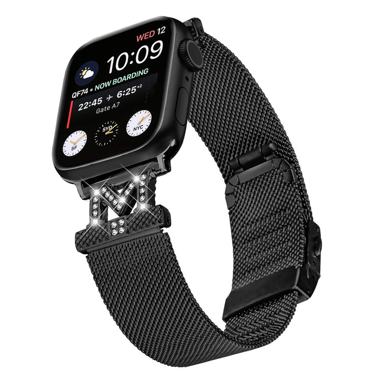 Smuk Metal Og Rhinsten Universal Rem passer til Apple Smartwatch - Sort#serie_026