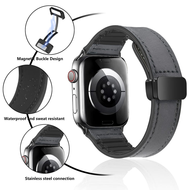Kønt Kunstlæder Og Silikone Universal Rem passer til Apple Smartwatch - Hvid#serie_6