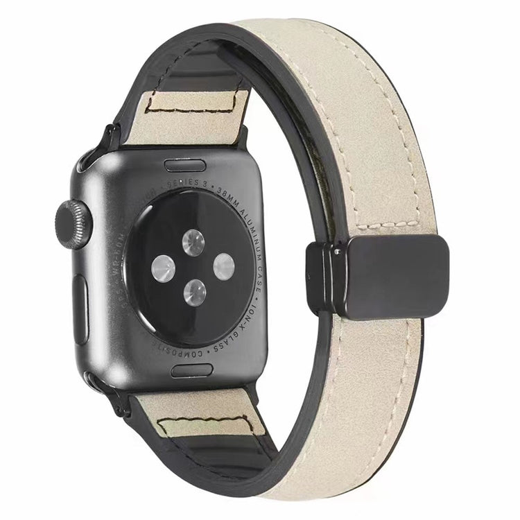 Kønt Kunstlæder Og Silikone Universal Rem passer til Apple Smartwatch - Hvid#serie_6