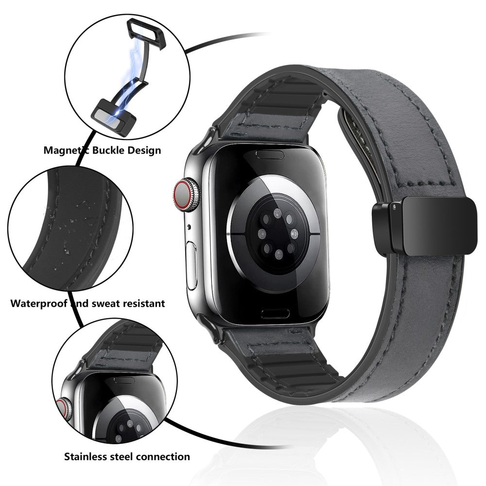 Kønt Kunstlæder Og Silikone Universal Rem passer til Apple Smartwatch - Brun#serie_7