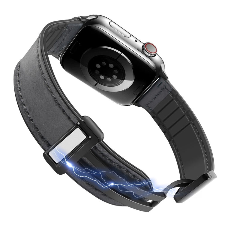 Kønt Kunstlæder Og Silikone Universal Rem passer til Apple Smartwatch - Brun#serie_8