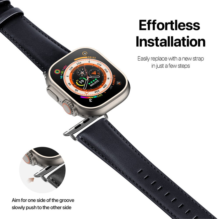 Skøn Metal Og Kunstlæder Universal Rem passer til Apple Smartwatch - Blå#serie_2
