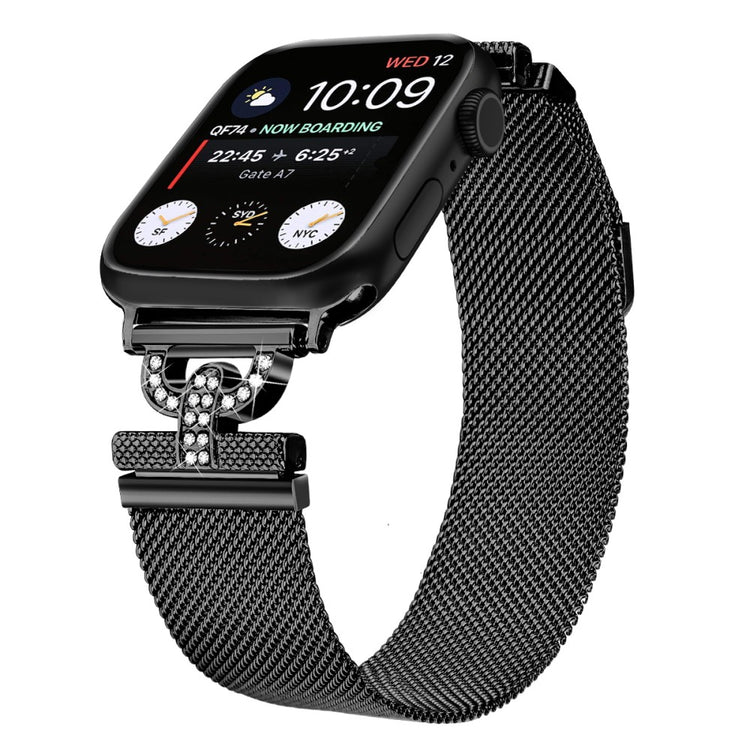 Nydelig Metal Og Rhinsten Universal Rem passer til Apple Smartwatch - Sort#serie_016