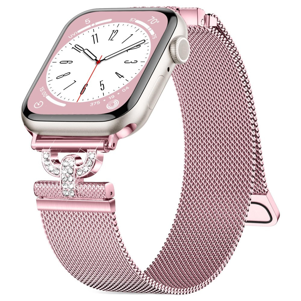 Holdbart Metal Og Rhinsten Universal Rem passer til Apple Smartwatch - Pink#serie_1