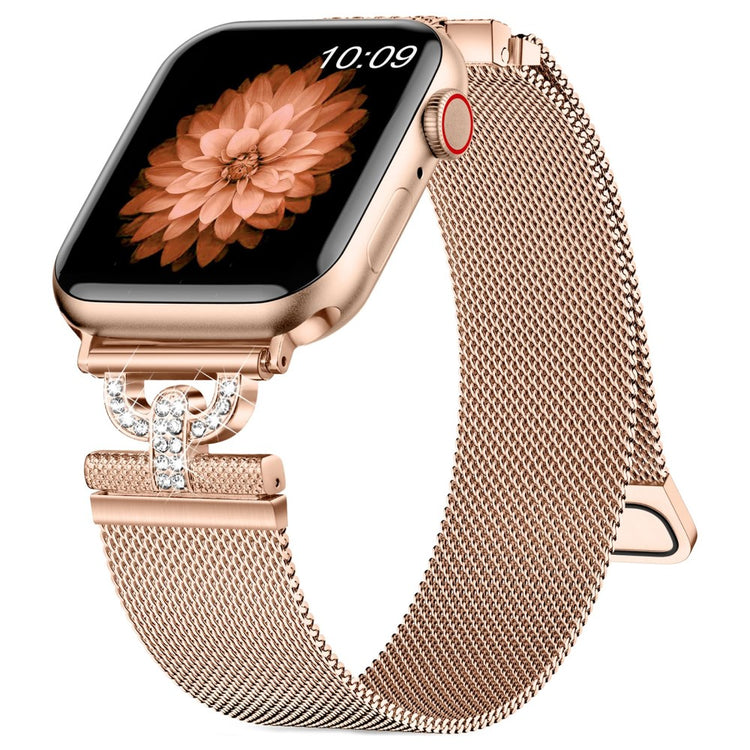 Holdbart Metal Og Rhinsten Universal Rem passer til Apple Smartwatch - Pink#serie_2