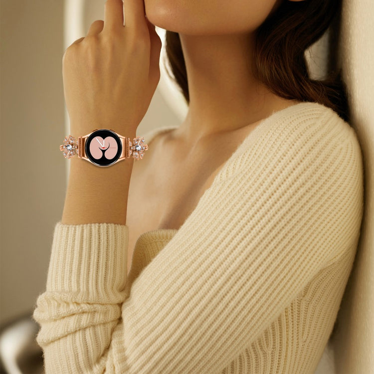 Sejt Metal Og Rhinsten Universal Rem passer til Samsung Smartwatch - Pink#serie_2