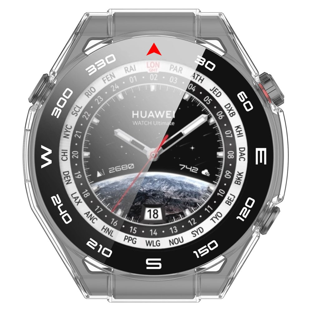 Vildt Godt Cover med Skærmbeskytter i Plastik og Hærdet Glas passer til Huawei Watch Ultimate - Gennemsigtig#serie_5