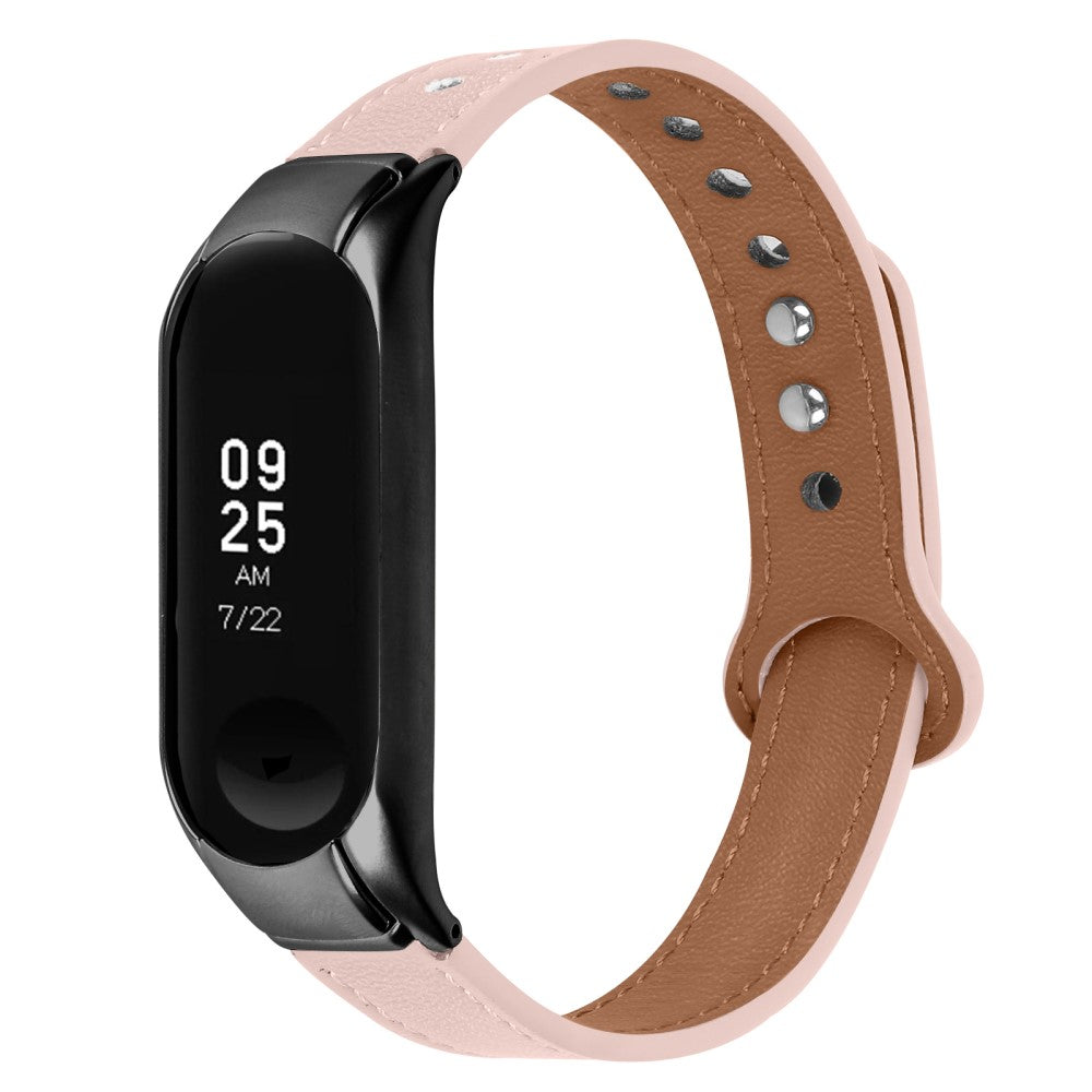 Mega Hårdfør Ægte Læder Rem passer til Xiaomi Smart Band 8 - Pink#serie_4