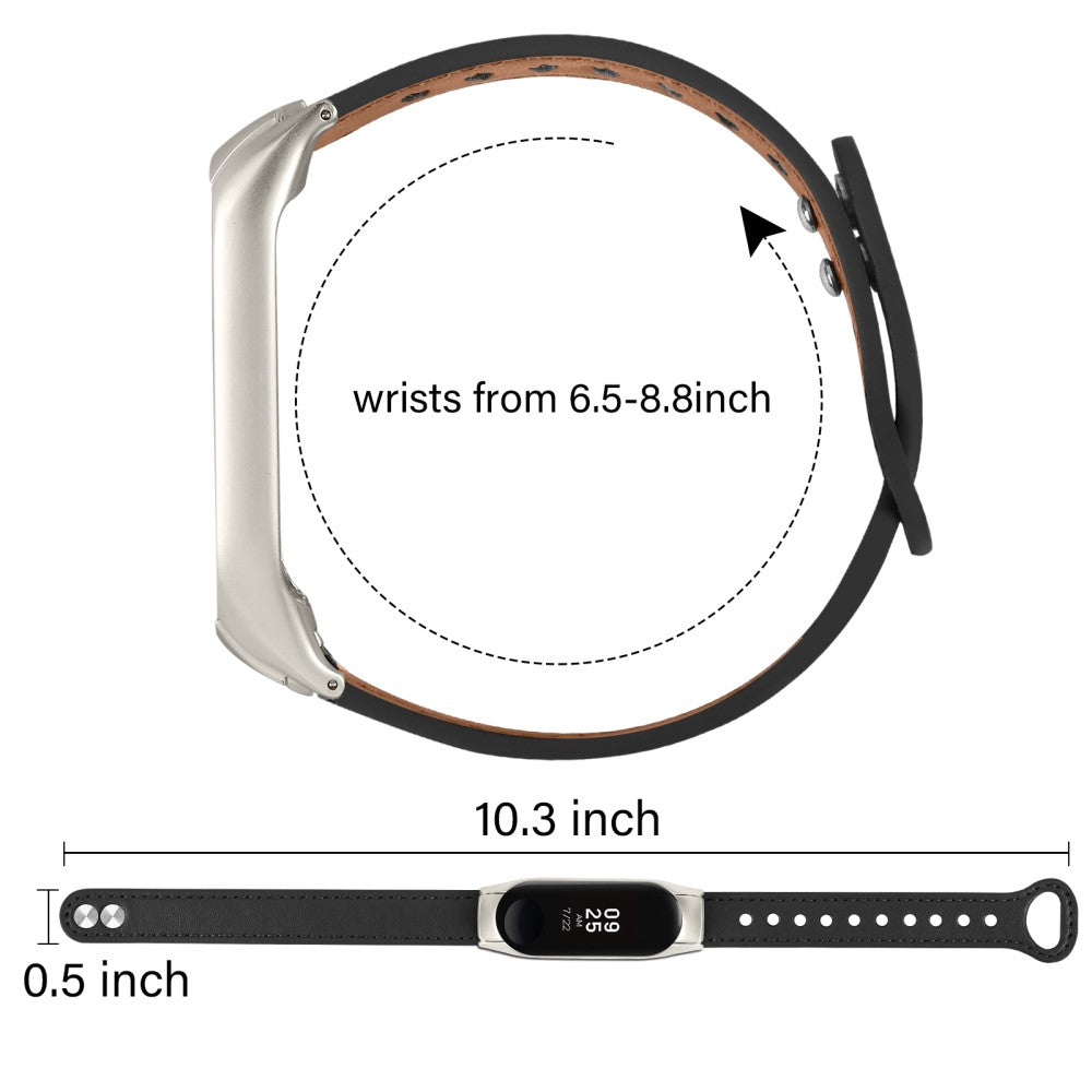 Mega Komfortabel Ægte Læder Rem passer til Xiaomi Smart Band 8 - Sort#serie_2