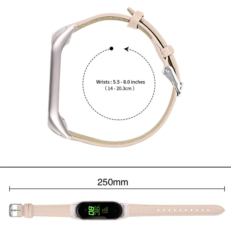 Super Slidstærk Ægte Læder Rem passer til Xiaomi Smart Band 8 - Beige#serie_10