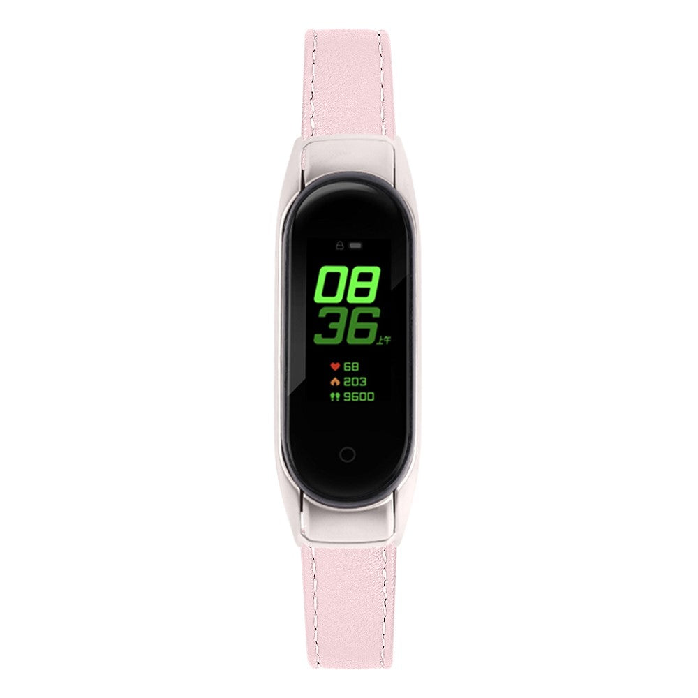 Super Slidstærk Ægte Læder Rem passer til Xiaomi Smart Band 8 - Pink#serie_3