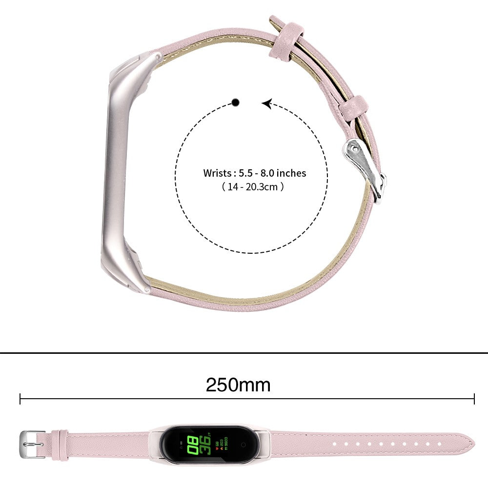 Super Slidstærk Ægte Læder Rem passer til Xiaomi Smart Band 8 - Pink#serie_3
