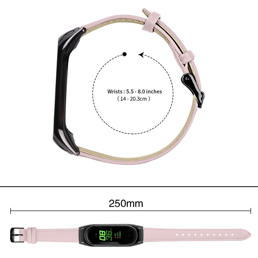 Mega Hårdfør Ægte Læder Rem passer til Xiaomi Smart Band 8 - Pink#serie_3