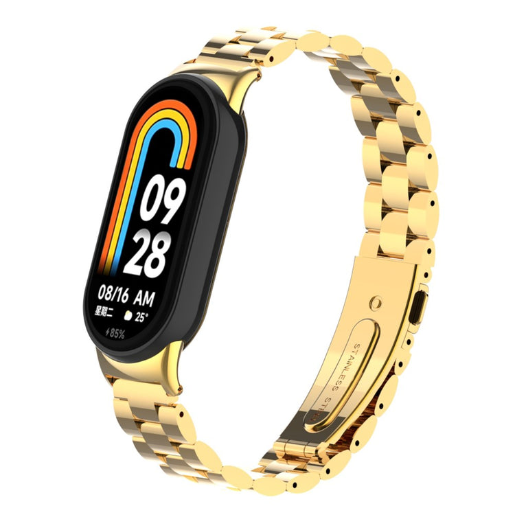 Rigtigt Sejt Metal Rem passer til Xiaomi Smart Band 8 - Guld#serie_5