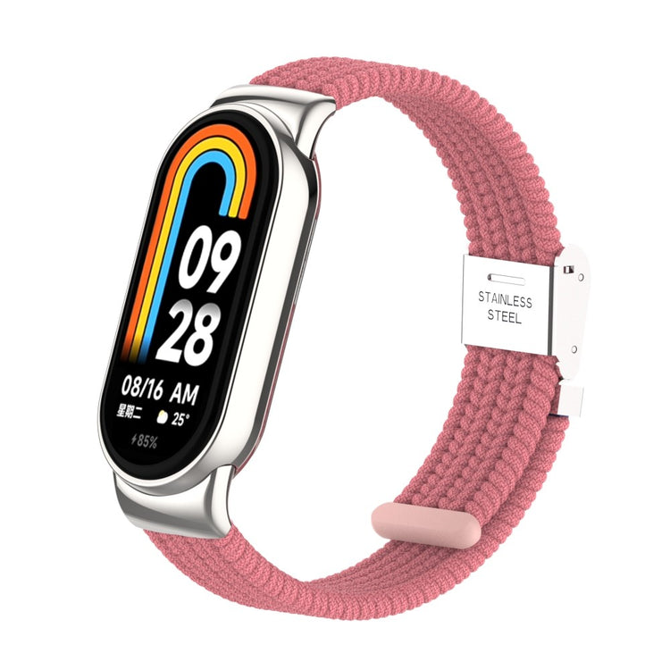 Meget Pænt Metal Og Nylon Rem passer til Xiaomi Smart Band 8 - Pink#serie_14